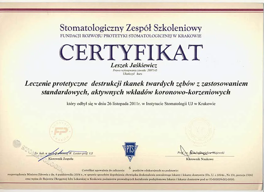 Leczenie protetyczne destrukcji tkanek twardych zęba