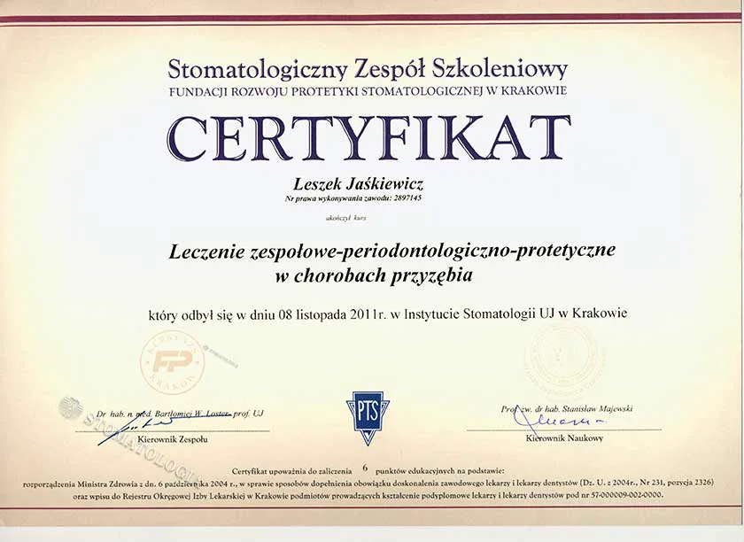 Leczenie zespołowe periodontologiczno-protetyczne