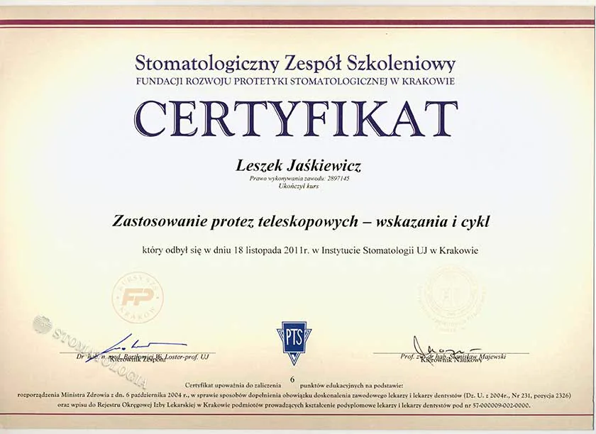 Stomatolog Wrocław Krzyki — protezy teleskopowe