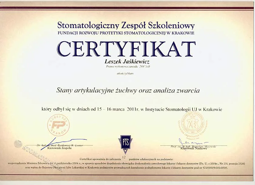 Stany artykulacyjne żuchwy w diagnostyce protetycznej