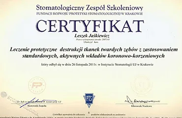 Leczenie protetyczne destrukcji tkanek twardych zęba
